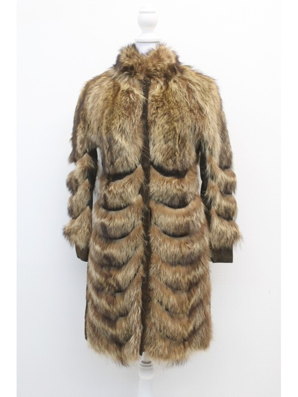 EXCELLENT RACCOON FUR & SUEDE COAT JACKET WOMEN WOMAN SIZE 2 PETITE
